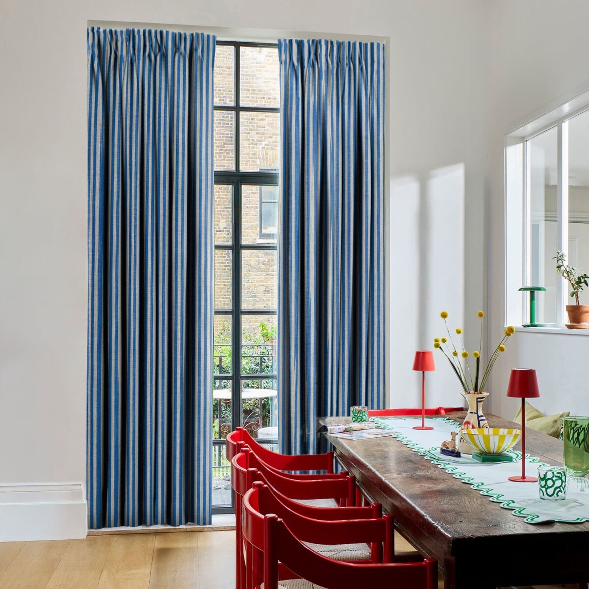 Portofino Stripe Brilliant Blue Curtains