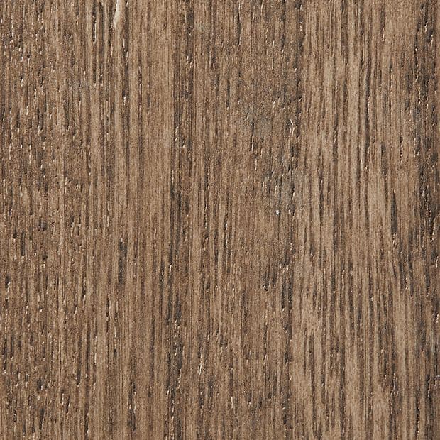 Brown oak-like wooden panel displaying vertical grain and textured surface, with subtle weathering and fine grooves; tight close-up under neutral, even lighting.