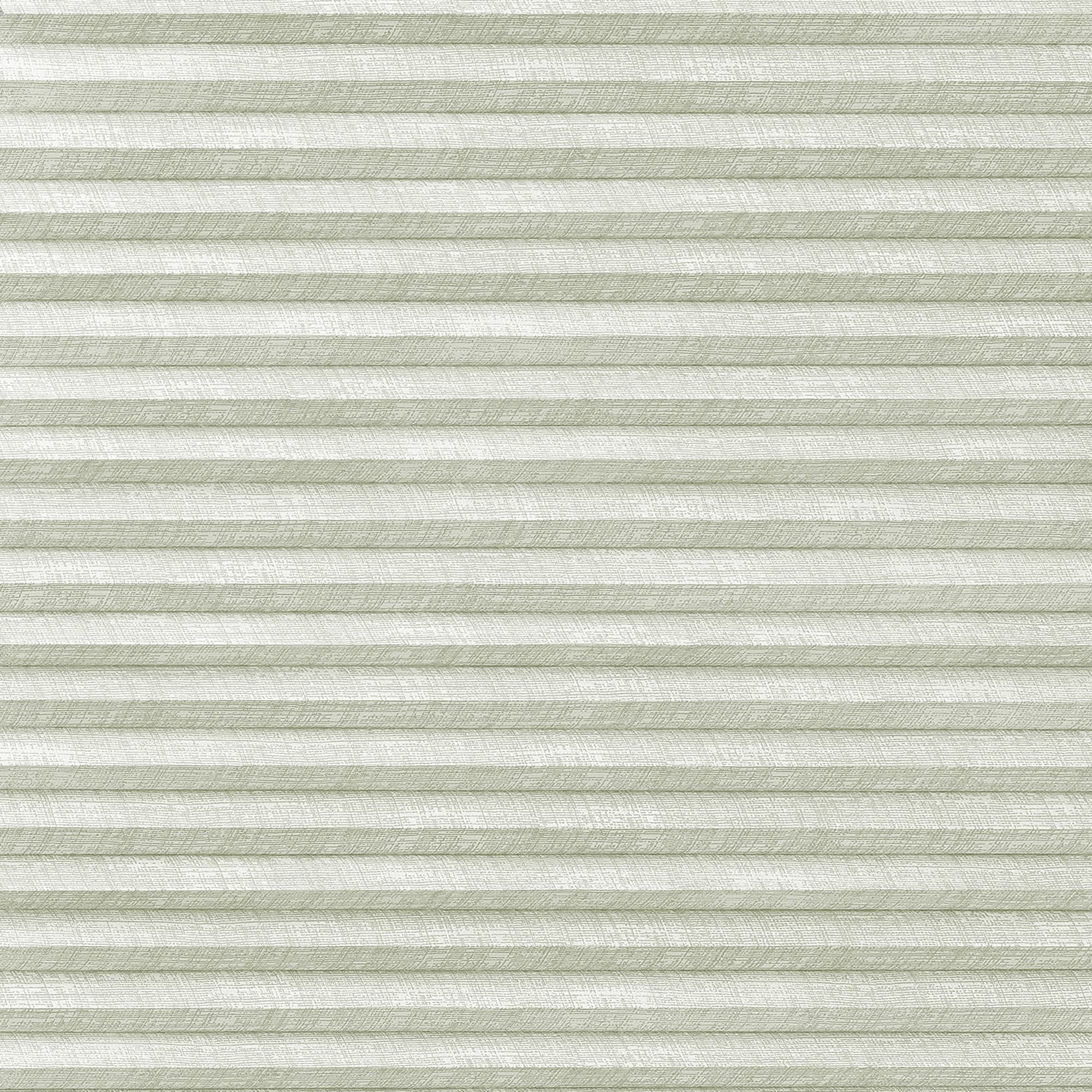 Horizontal pleated cellular blinds (pale sage, textured), closed and filtering diffuse daylight, covering a window in a softly lit interior, showing uniform horizontal folds and a subtle woven pattern.