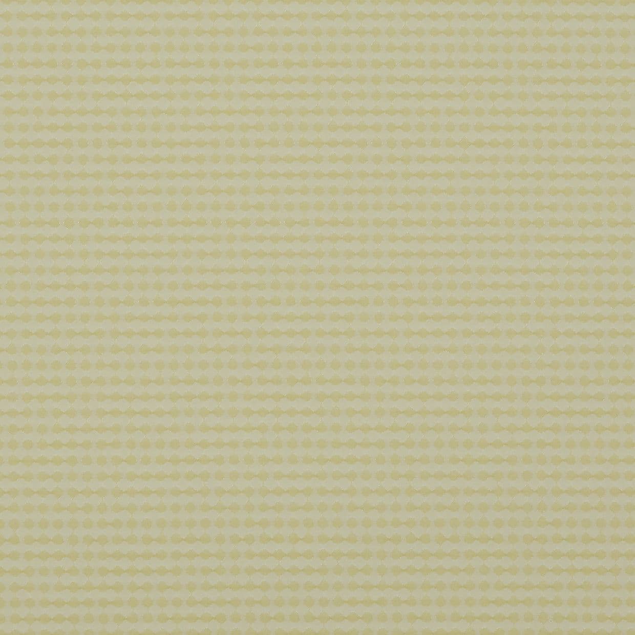 Textured wallpaper featuring horizontal rows of small paleâ€‘yellow rounded-diamond dots (repeat pattern) â€” repeating across the surface â€” close-up view in soft, diffuse lighting, neutral room tone.
