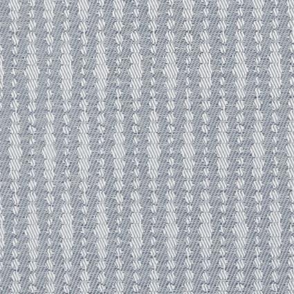 Light-gray woven fabric with narrow vertical chevron stripes; lying flat and static, showing a tight weave; close-up filling the frame under even, diffuse light with no visible surroundings.