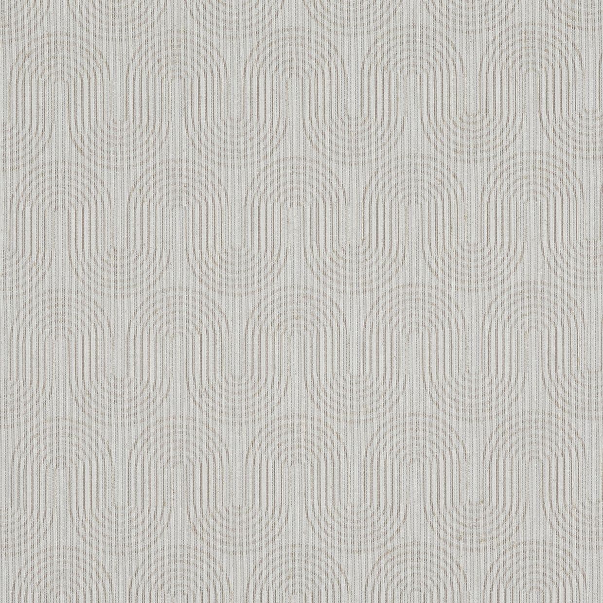 Beige-on-ivory wallpaper with repeating thin vertical-line semicircular arches (object), covering a flat wall uniformly (action), matte, subtly textured surface in neutral tones under soft, diffuse lighting (context).