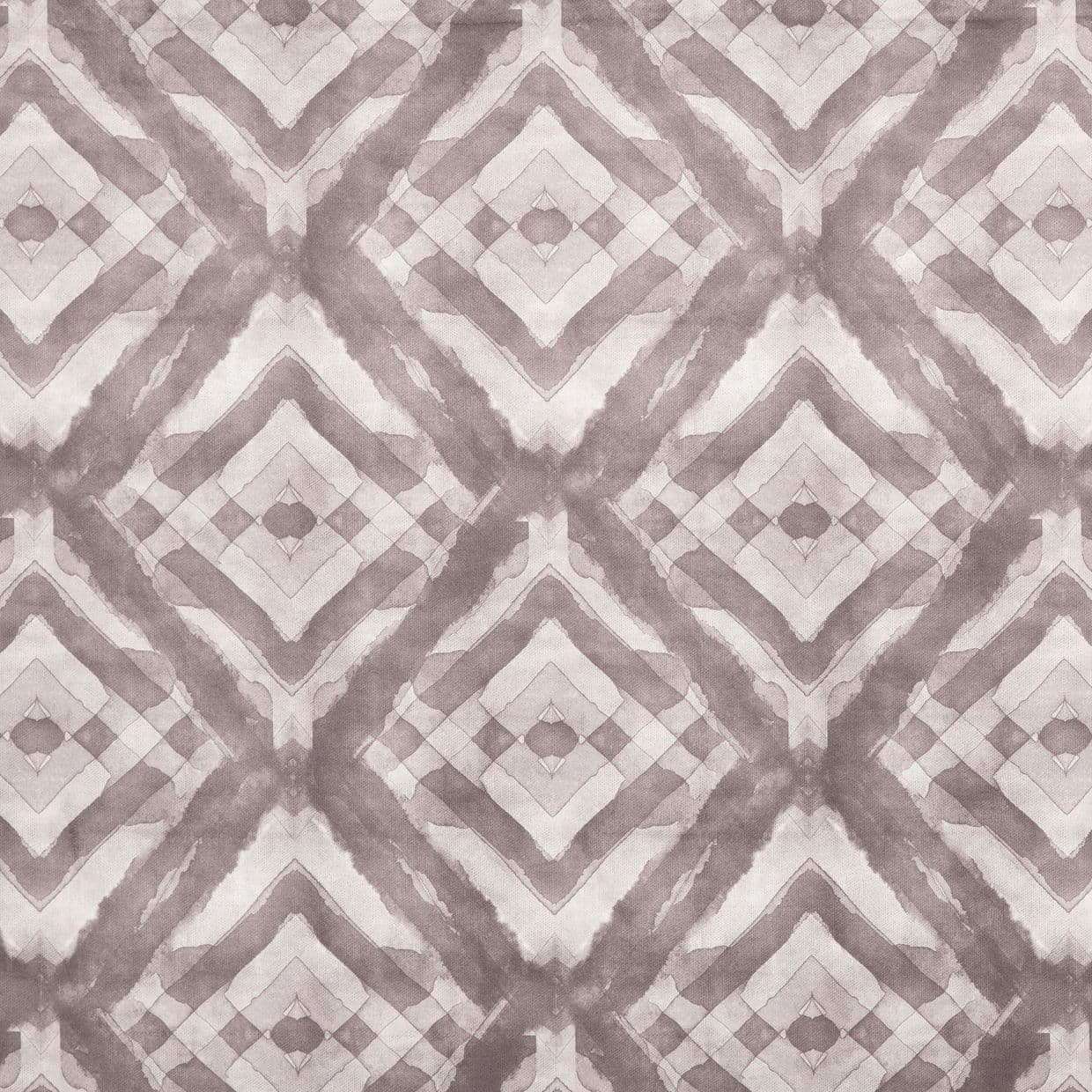 Repeating diamond tie-dye fabric pattern (soft mauve and cream) â€” printed across a flat textile surface â€” presented as a wallpaper or upholstery sample in even, diffuse light.
