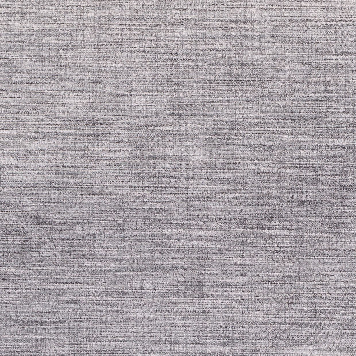 Gray woven fabric swatch, tightly textured with fine horizontal striations â€” covering the entire frame and lying flat, evenly lit; appears as a neutral upholstery or wallpaper close-up in soft daylight.