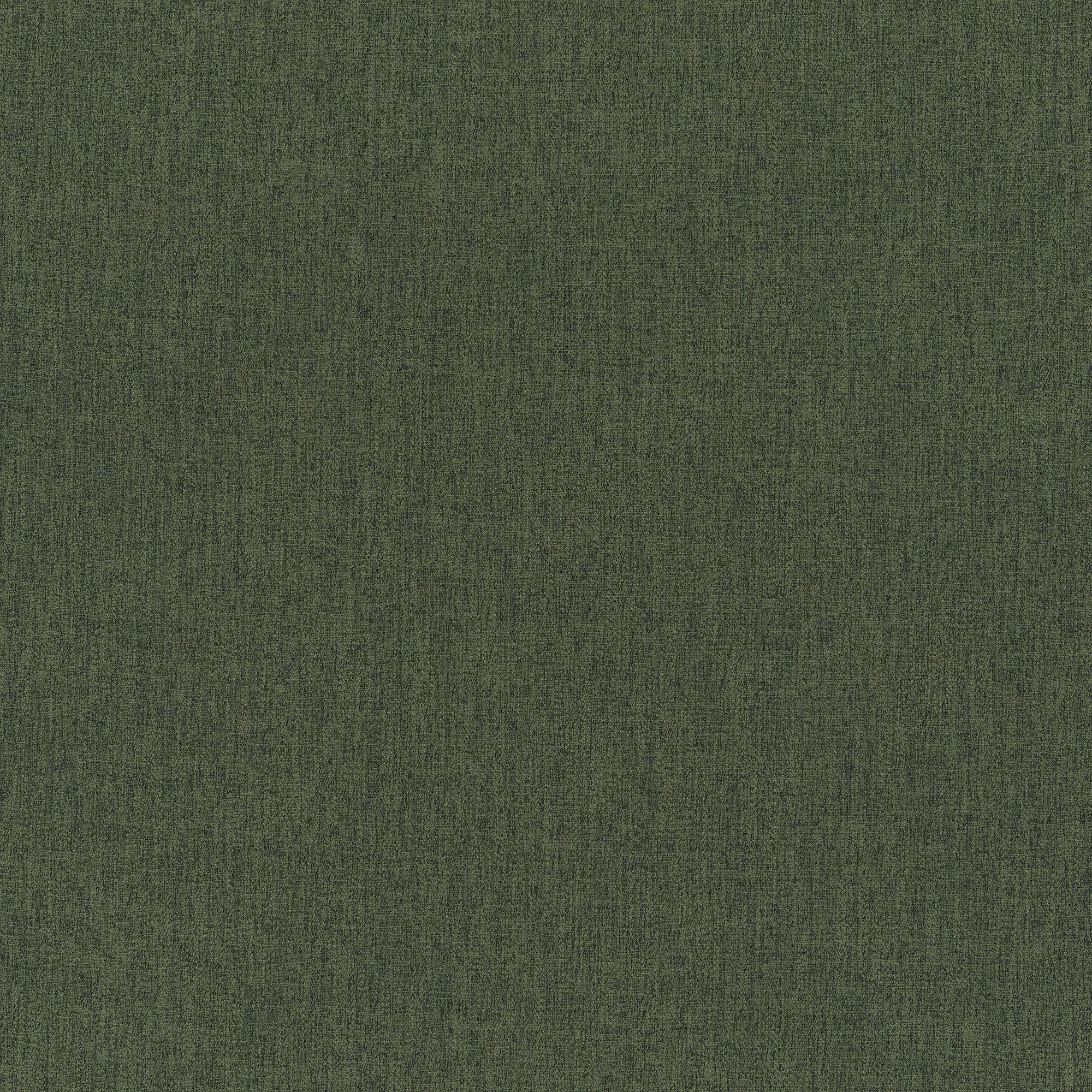 Olive-green woven fabric (textile) filling the frame, showing fine crosshatch texture; lying flat and evenly lit, suggesting an upholstery or wallpaper close-up with uniform color and subtle tonal variation.