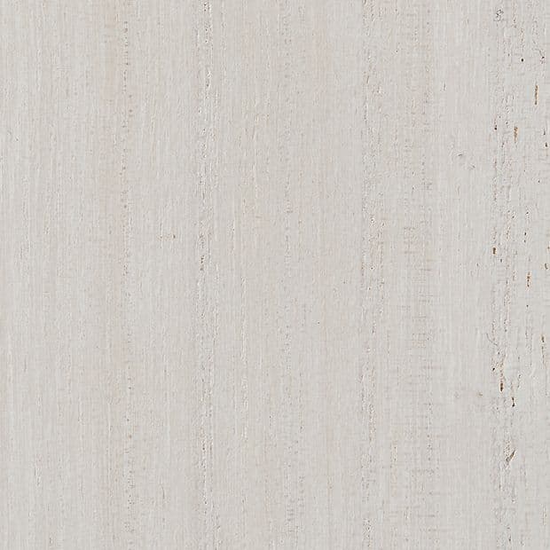 Pale painted wooden panel with vertical grain and subtle weathered streaks; surface lies flat, displaying lightly distressed texture in a neutral, evenly lit background.