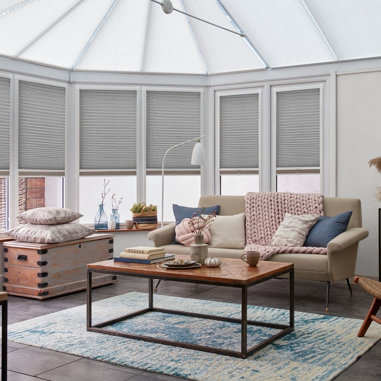 Grenoble Grey Conservatory Side Pleated Blind