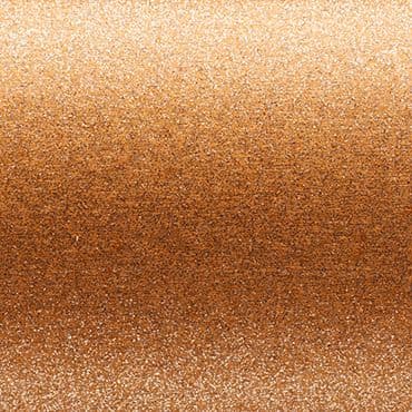 Fine copper-gold glitter surface occupying the frame; sparkling texture reflecting light; close-up view with a subtle horizontal gradient suggesting a metallic or fabric swatch under soft, even lighting.