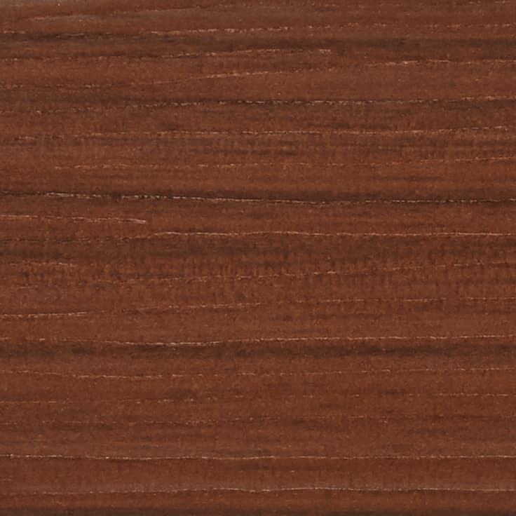 Stained wooden plank with fine horizontal grain and subtle sanding marks; displaying a smooth, matte sheen; evenly warm-lit close-up suggesting a tabletop or floor surface in neutral surroundings.