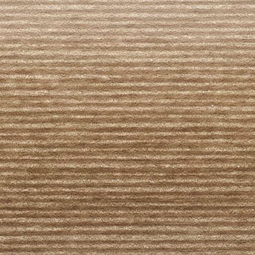 Beige corduroy fabric with narrow horizontal ribs â€” lying flat, showing pronounced ribbed texture â€” close-up macro view under warm, even lighting, no surrounding objects.