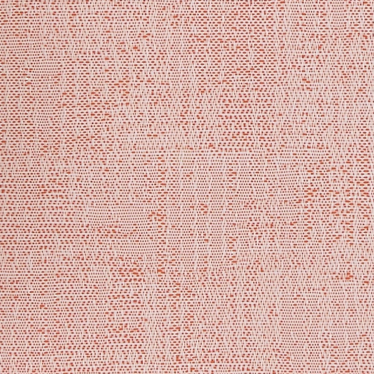 Woven fabric: tight linen-like weave in pale pink with small rust-red flecks; threads form a subtle horizontal and vertical grid. Fabric lies flat under even light in an extreme close-up.