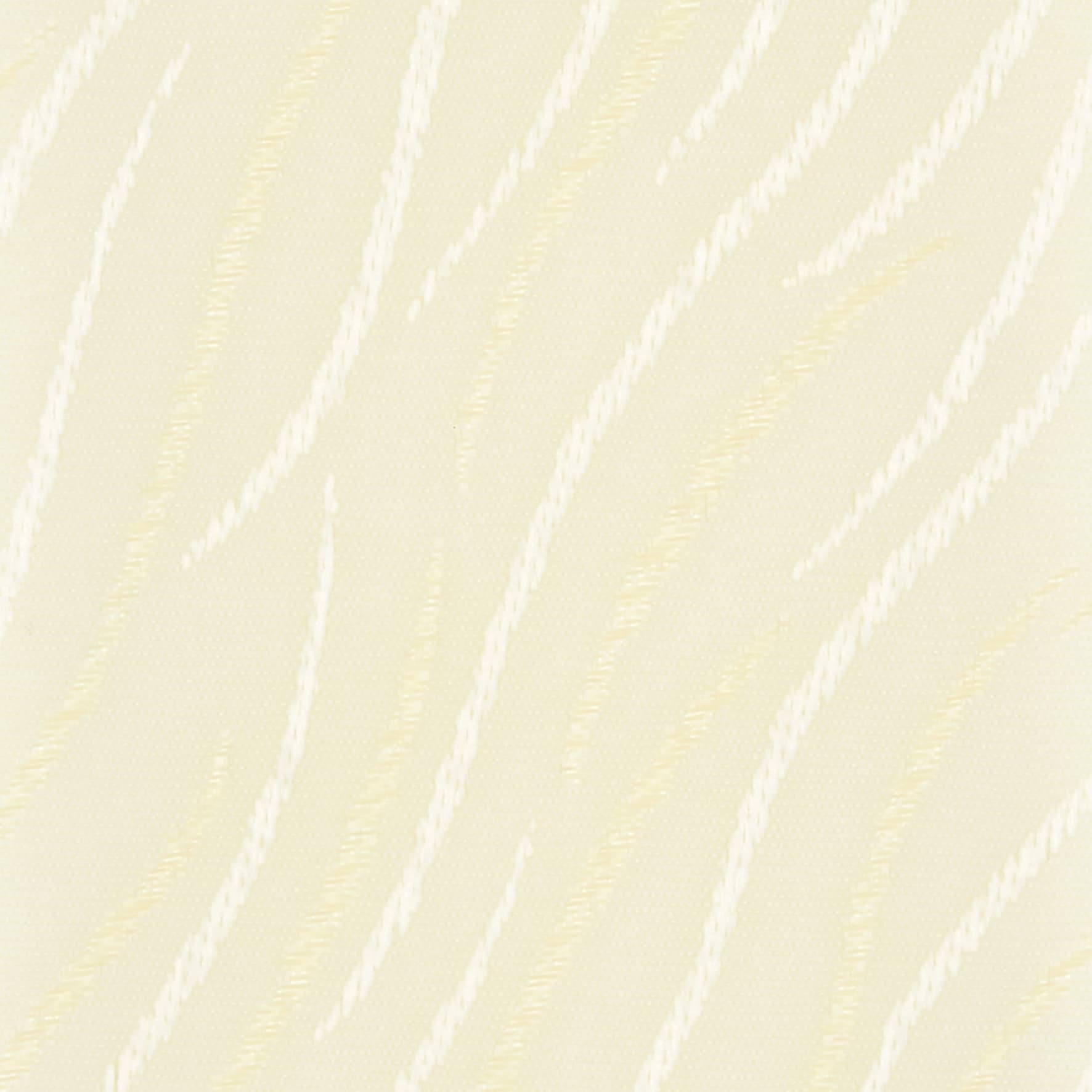 Cream textured wallpaper with subtle diagonal wavy white stripes covering a wall, repeating pattern that creates soft movement in an evenly lit interior.