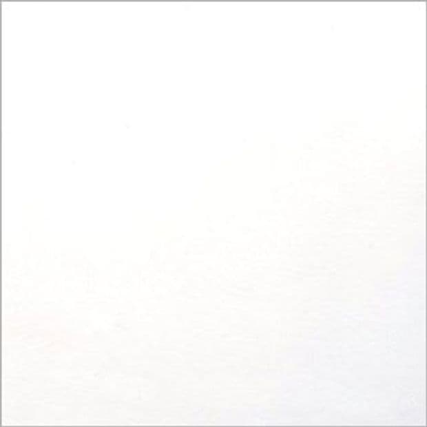 A plain white square surface (paper or wall) fills the frame, uniformly lit and featureless, faintly bordered by a thin gray edge and presented in neutral, even lighting.