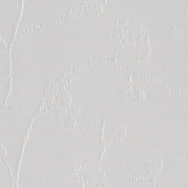White embossed floral wallpaper covering a surface, showing subtle raised tulip motifs â€” revealing faint texture under soft diffuse light â€” interior wall with neutral, even lighting and no visible furnishings.