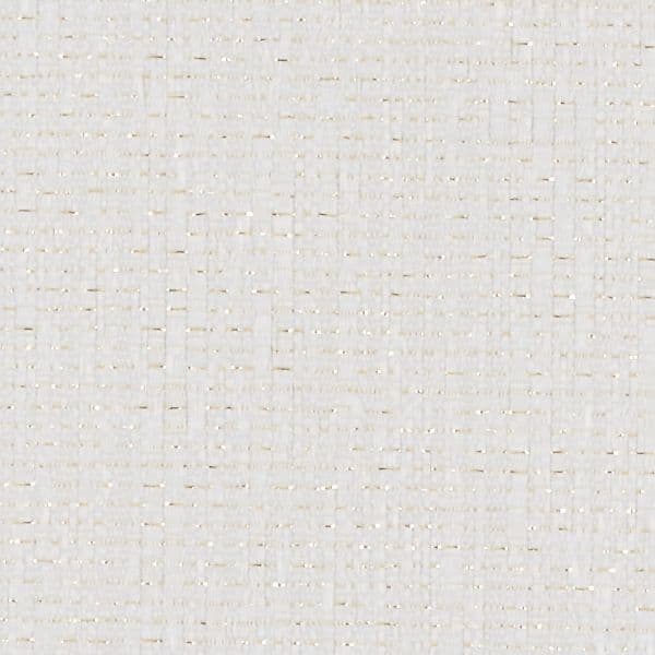 Beige woven fabric with subtle metallic threads and a grid of vertical and horizontal fibers, lying flat and covering a surface; evenly lit, neutral texture suggesting upholstery or wallpaper.