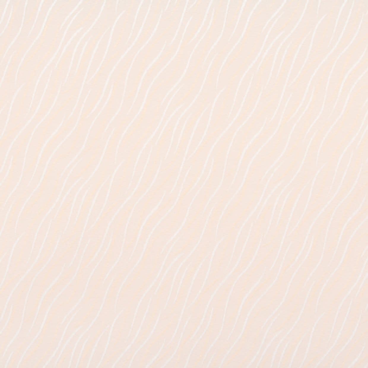 Pale peach wallpaper with thin, irregular white wavy lines; pattern repeats across a flat, evenly lit wall, creating a subtle textured effect in a neutral, softly illuminated interior.