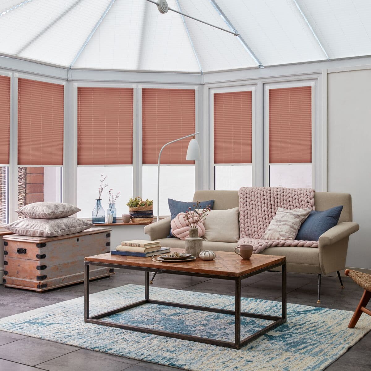 Solartex Chintz Terracotta Pleated blind