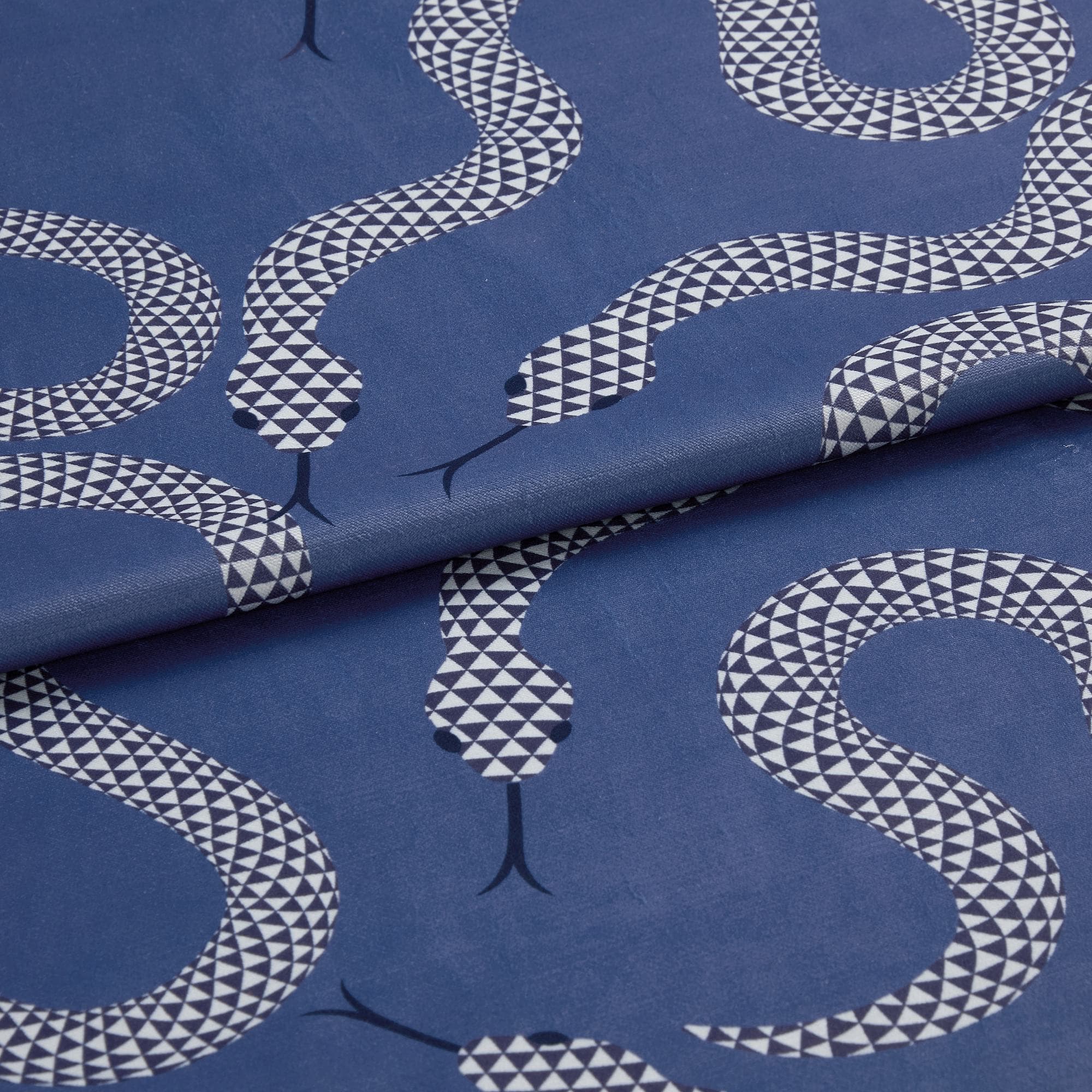 Eden Snake Blue Velvet Curtains