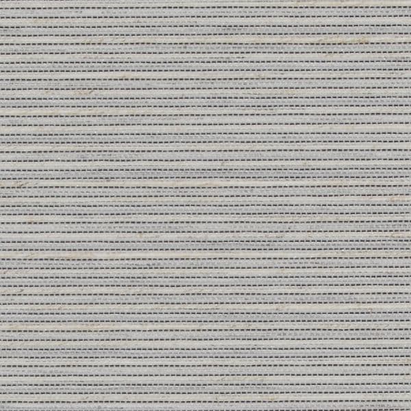 Fabric roller blind, fully lowered, beige with evenly spaced thin dashed horizontal stripes; blocking view and softly diffusing light; close-up shows woven texture and subtle shadowing.