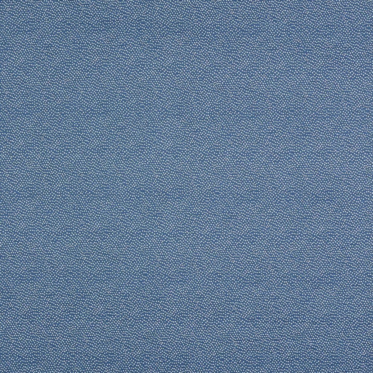 Navy-blue fabric with a dense small white-dot pattern covering a flat surface; slightly textured, evenly lit close-up view with no visible surroundings.
