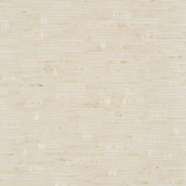 Beige woven grasscloth wall covering, horizontal fiber striations and subtle flecks, covering a flat surface and evenly lit, suggesting a neutral interior wall or fabric swatch.