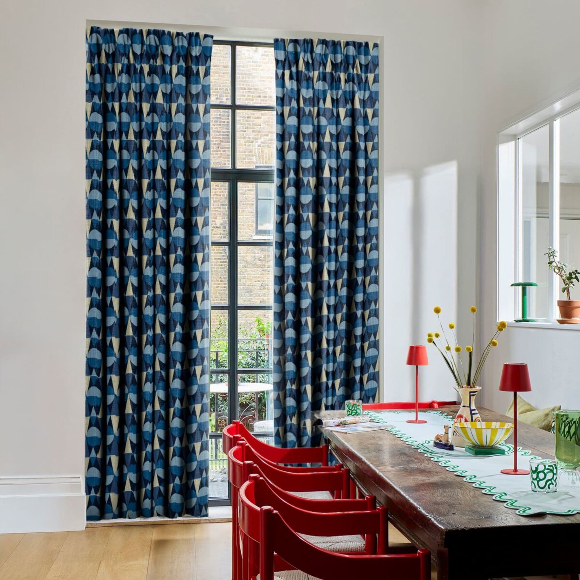 Piccadilly Dots Cobalt Curtains