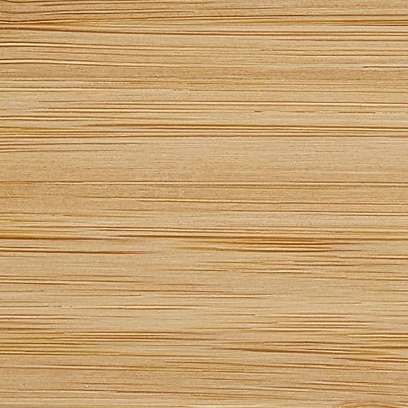 Light bamboo-like wood panel, horizontal fine grain and shallow grooves across the surface; displaying regular layered striations; close-up view with even, neutral lighting and no other objects.