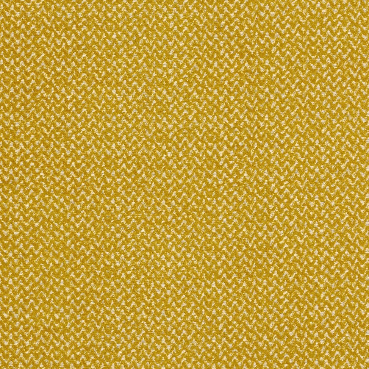 Yellow woven fabric with small cream chevron weave, repeating across the surface, shown flat in a close-up view under even lighting.